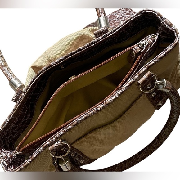 BUENO Snake-print & Tan Shoulder Bag Water Resistant Coastal Curved Handle Bag - Picture 6 of 15